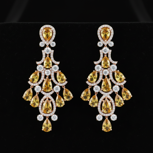 Citrine Yellow Chandelier Drop Earrings