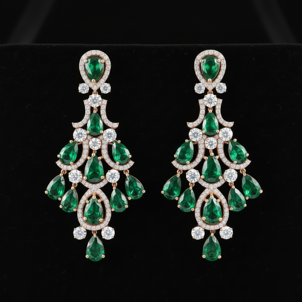 Emerald Green Chandelier Drop Earrings