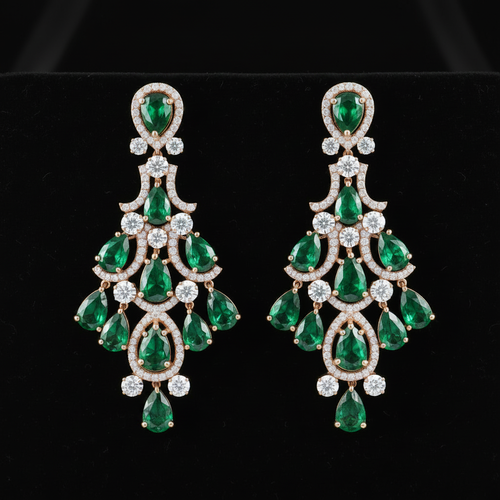 Emerald Green Chandelier Drop Earrings