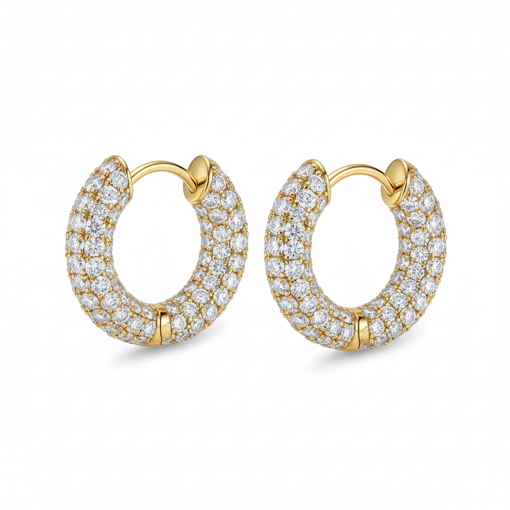 Gold Diamond Hoop Earrings
