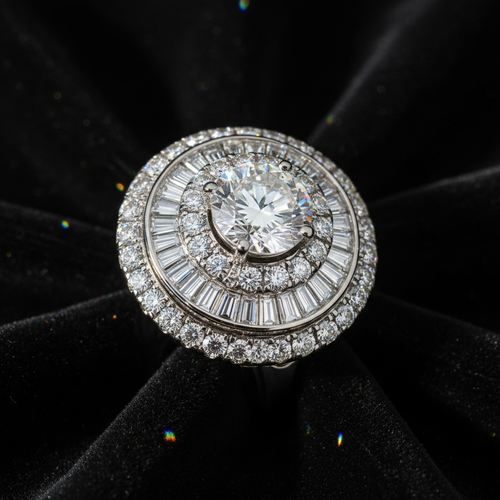 Diamond Cluster Ring – Angled View