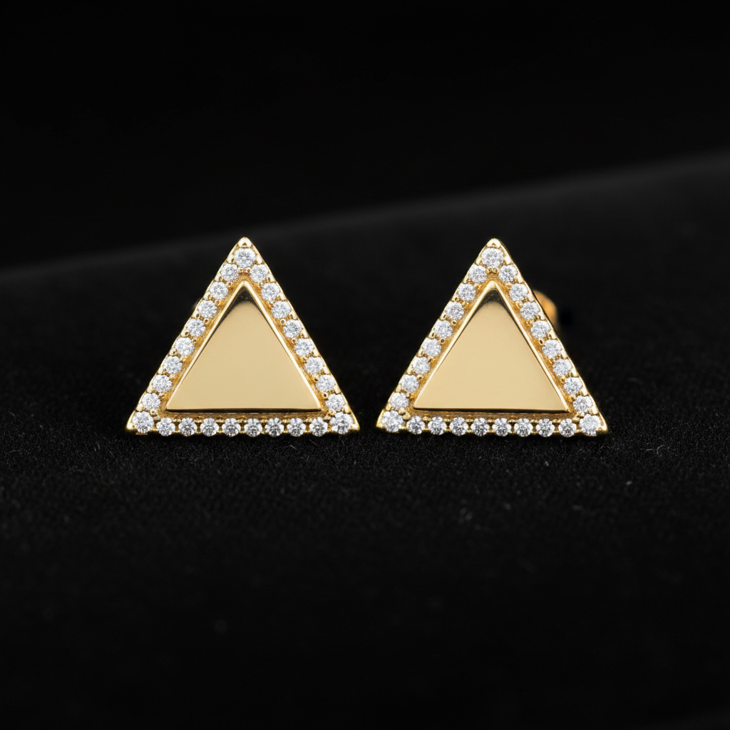 Gold Triangle Stud Earrings