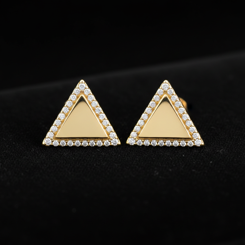 Gold Triangle Stud Earrings