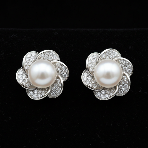 Pearl Floral Stud Earrings