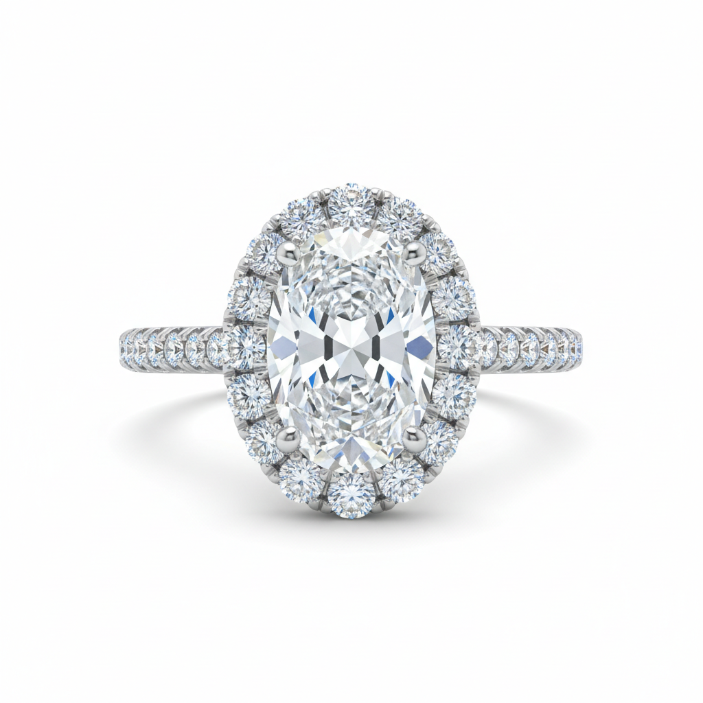 Oval Diamond Halo Ring