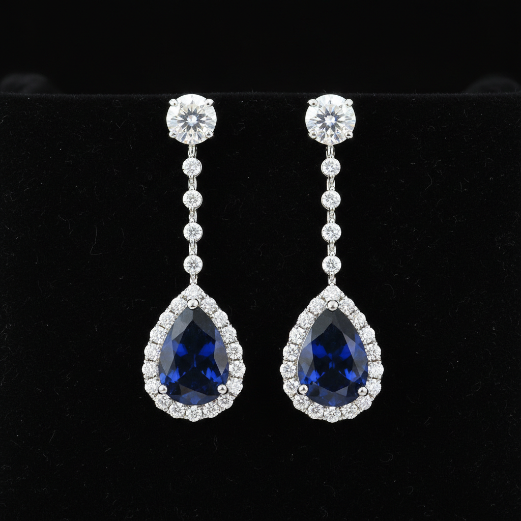Sapphire Teardrop Drop Earrings