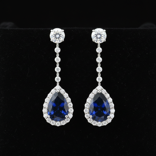 Sapphire Teardrop Drop Earrings