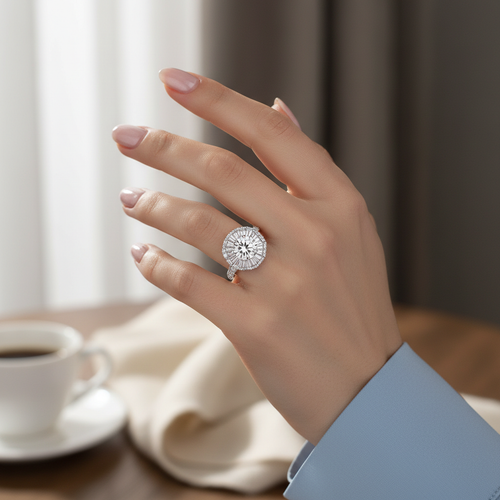 Diamond Cluster Ring – Worn on Hand