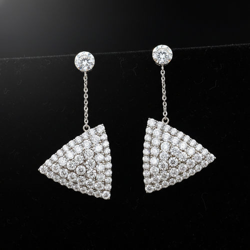 Diamond Pavé Triangle Drop Earrings