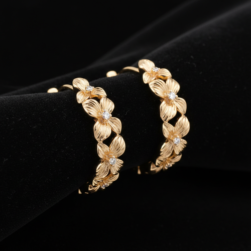 Gold Floral Hoop Earrings