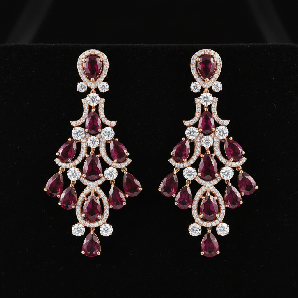 Ruby Chandelier Drop Earrings