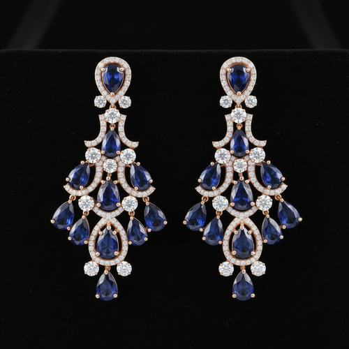 Sapphire Blue Chandelier Drop Earrings